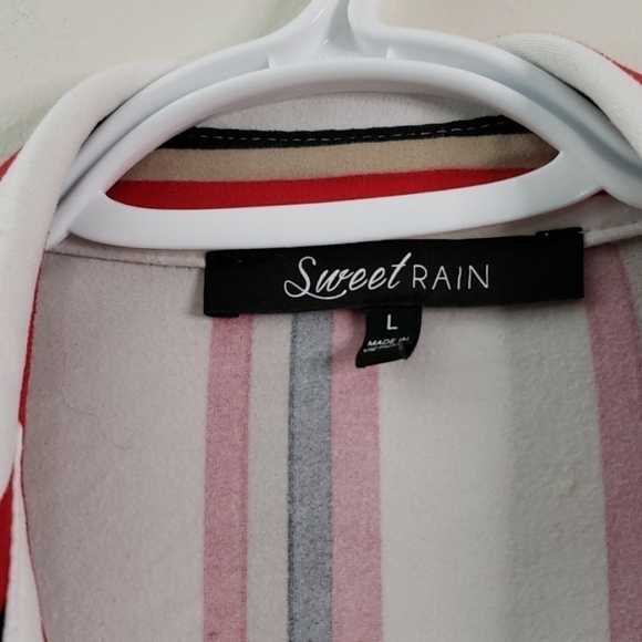 Sweet Rain Stripped Button Down Short Sleeve Shirt - Picture 2 of 4
